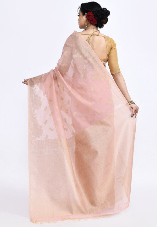 South Indian Sico Saree in Baby Pink