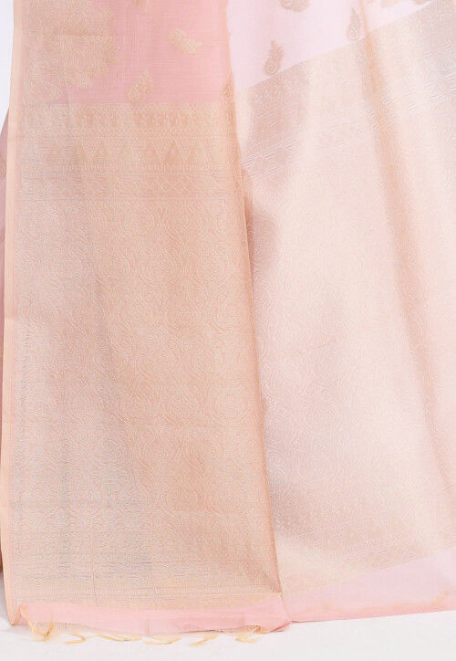 South Indian Sico Saree in Baby Pink