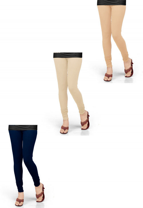 Women Solid Beige Shimmer Leggings