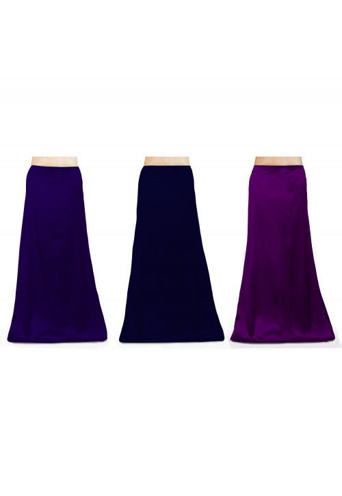 Combo of Solid Color Satin Petticoats in Blue and Purple