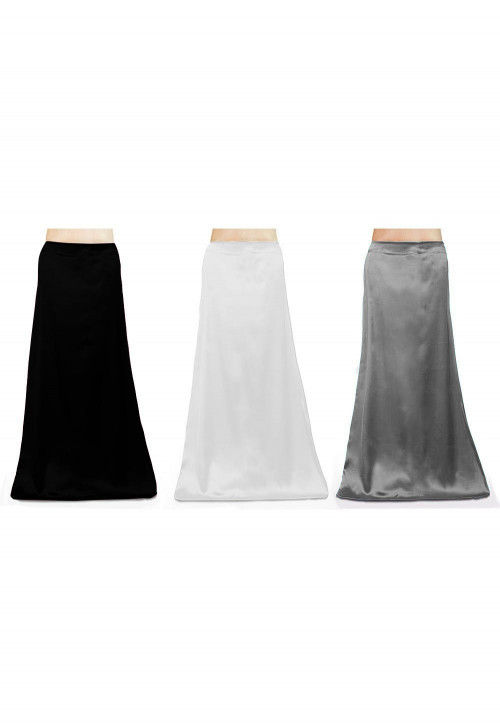 Combo of Solid Color Satin Petticoats in Multicolor