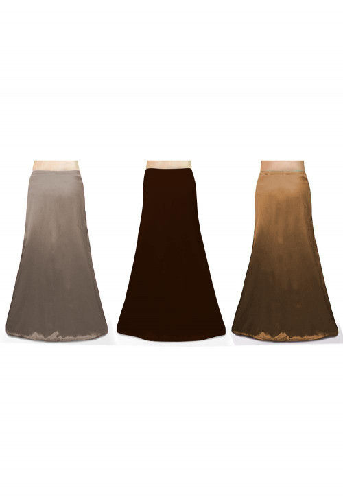 Combo of Solid Color Satin Petticoats in Multicolor