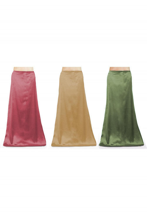 Combo of Solid Color Satin Petticoats in Multicolor