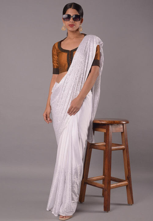 Contrast Border Art Silk Blouse in Brown