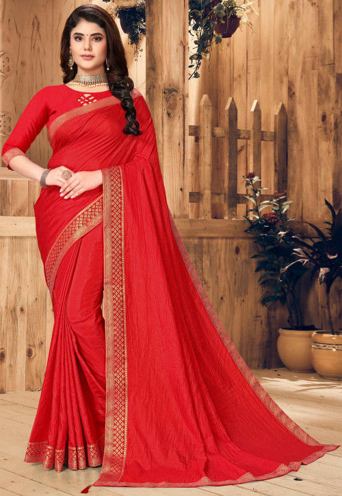 Buy Vermilion Red Kanjivaram Saree online-Karagiri