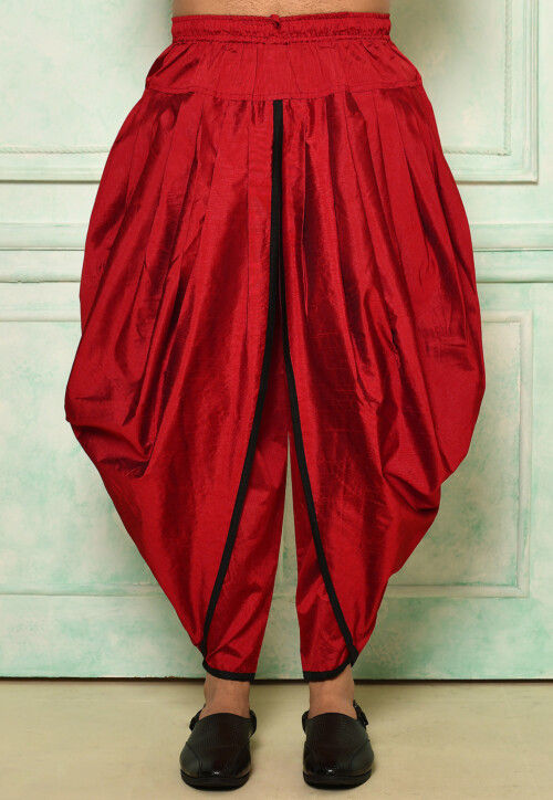 Buy Red Crepe Asymmetric Top and Dhoti Pants Set Online – Vasansi Jaipur