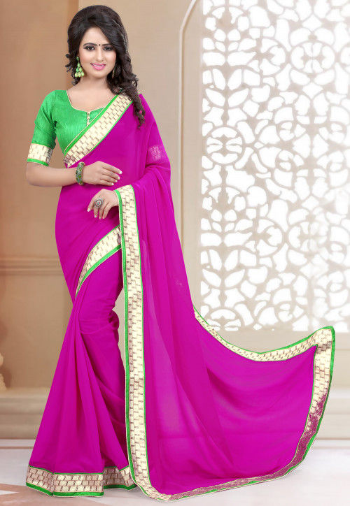 Magenta Color Banarasi Silk Saree With Brocade Blouse and Zari Weaving Work  | Work sarees, Silk sarees, Brocade blouses