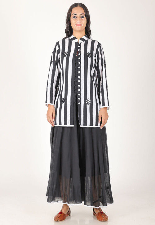 Buy Contrast Pure Cotton Maxi Dress in Black Online : TRT41 - Utsav Fashion