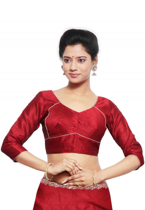 Dupion Silk Blouse in Red