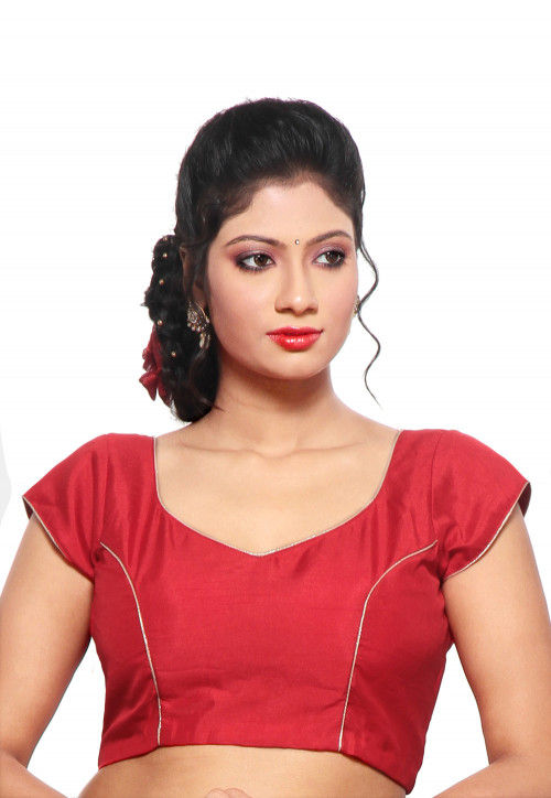 Art Raw Silk Blouse in Red