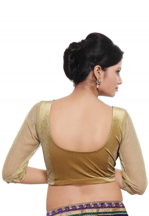 Velvet and Net Blouse in Gold