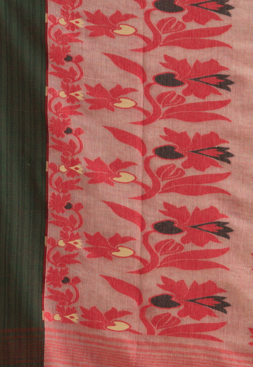 Dhakai Handloom Pure Cotton Saree in Off White