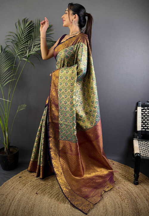 Dharmavaram Saree in Grey