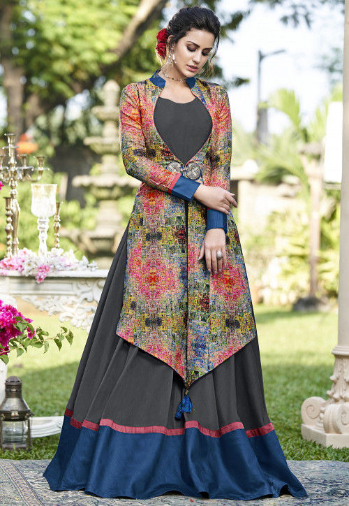 Buy Jacket Indian Kurti Kurta Women Dress Long Gown Designer Bollywood  Ethnic Flared Top Pakistani Anarkali Style Wear Printed Beautiful Online in  India - Etsy