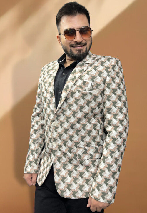 Cream silk blazer discount