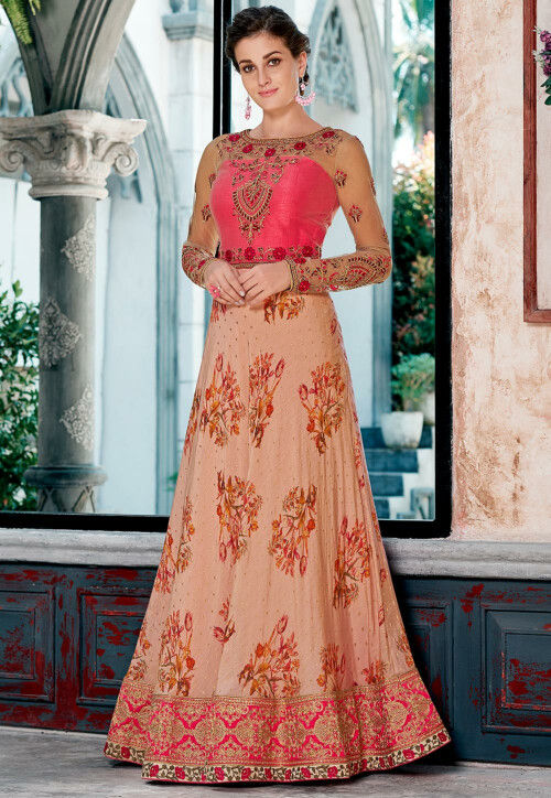Digital printed art silk gown online