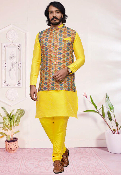 Silk Party Wear Mens Kurta Pajama and Nehru Jacket Set at best price in  Indore