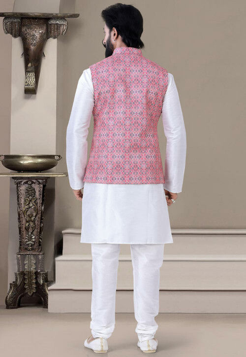 Off White Kurta Art Silk Chudidaar main image 1