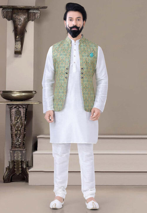 Men's Digital Printed - Mango Silk Nehru Jacket Ladies Modi Jacket / Waistcoat