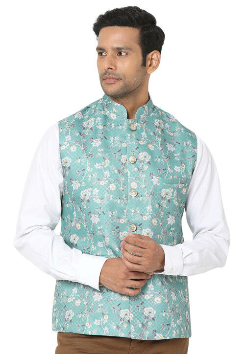 Sky blue nehru jacket online