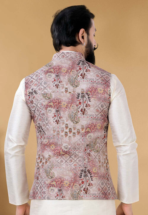 Men's Digital Printed - Mango Silk Nehru Jacket Ladies Modi Jacket / Waistcoat
