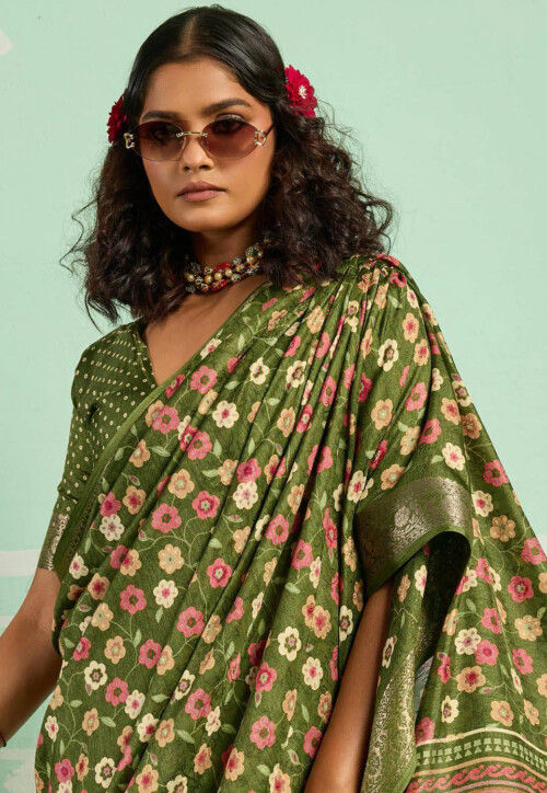 Digital Printed Art Silk Saree main image 0