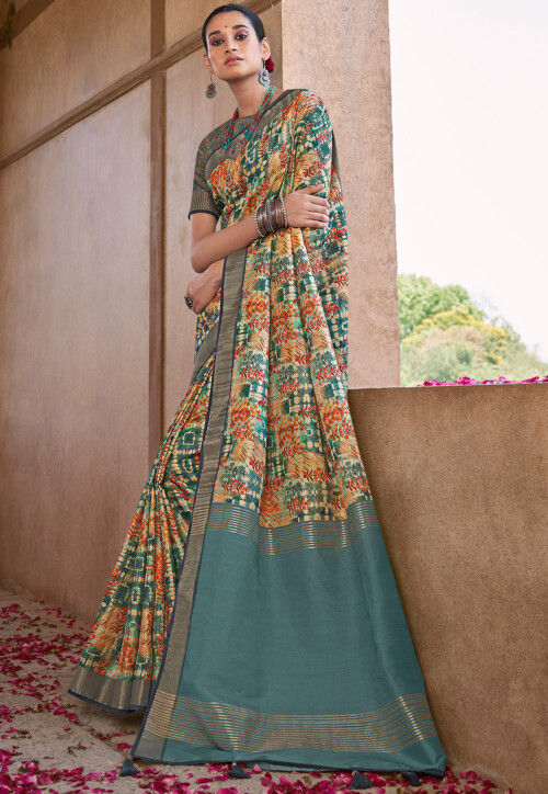 Uniqe Multi Colored soft silk Printed Designer sarees _SF117 at Rs
