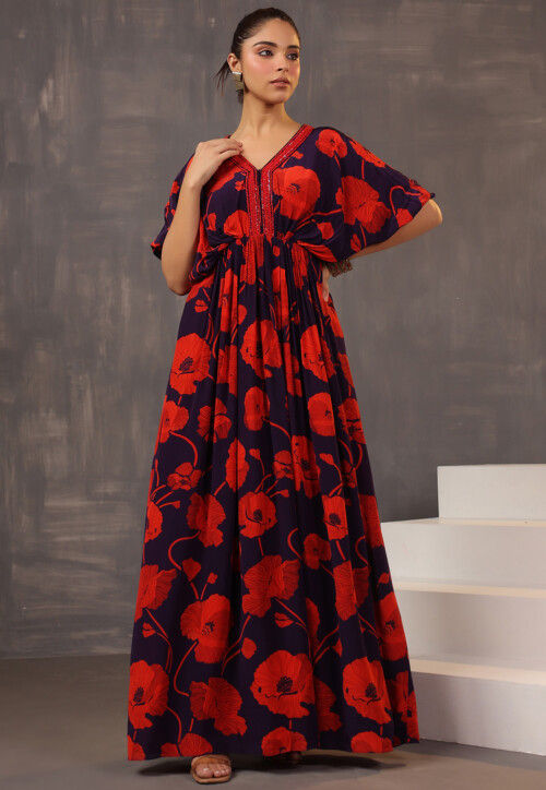 Buy Digital Printed Bamberg Viscose Crepe Maxi Dress in Dark Purple Online : TKK700 - Utsav Fashion Buy Digital Printed Bamberg Viscose Crepe Maxi Dress in Dark Purple Online : TKK700 - Utsav Fashion