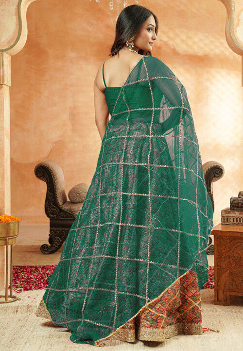 Digital Printed Chanderi Silk Lehenga in Multicolor