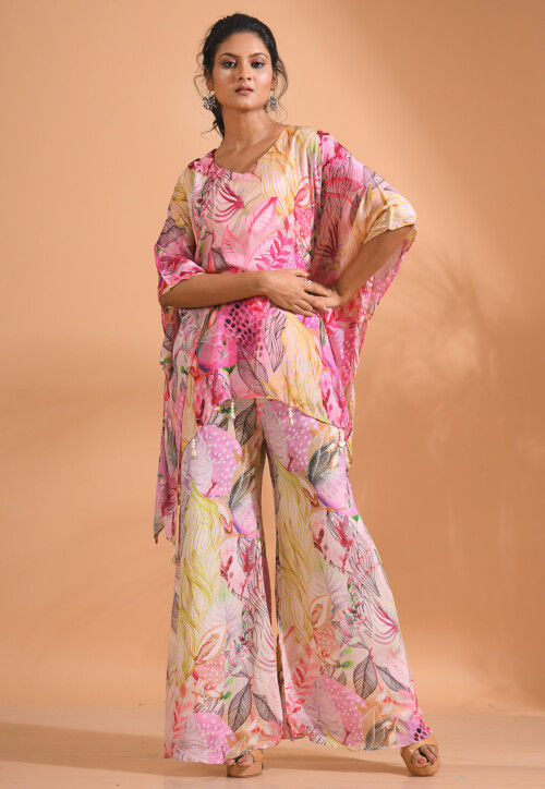 Digital Printed Chiffon Co ord Set in Multicolor