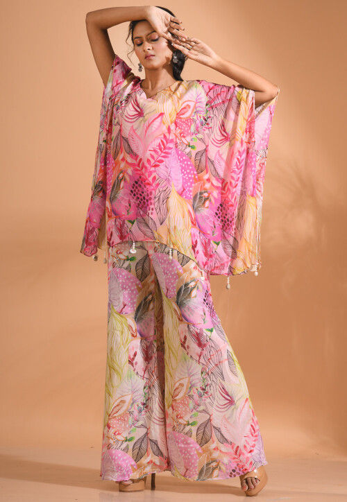Digital Printed Chiffon Co ord Set in Multicolor