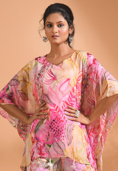 Digital Printed Chiffon Co ord Set in Multicolor