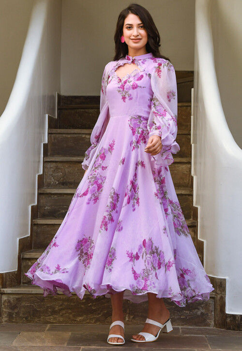 fashion chiffon purple dress Rosalie Floral Chiffon Maxi Dress - Purple main image 0