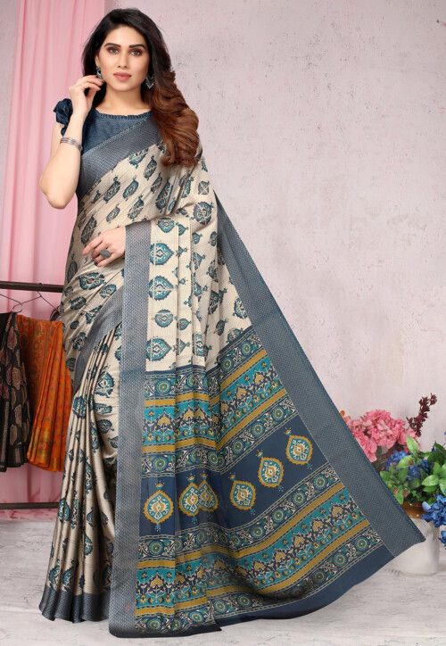 Buy Cream Chiffon Saree online-Karagiri – Karagiri Global