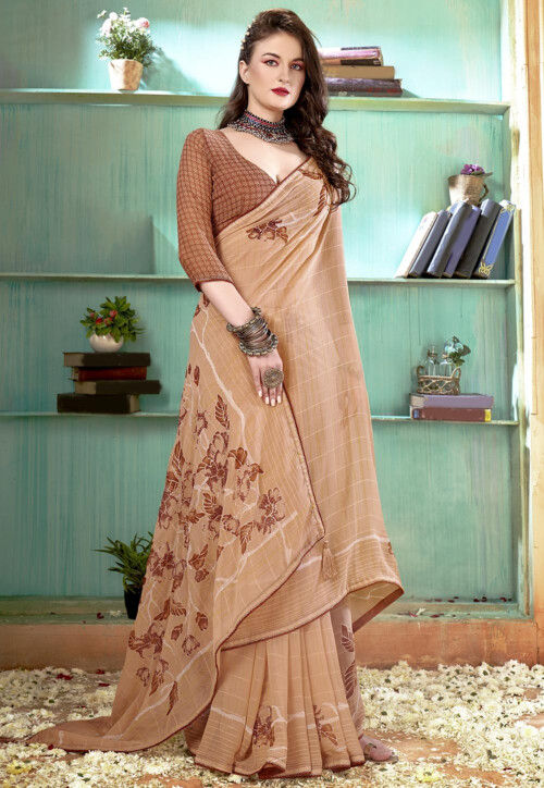 Bhelpuri Brown Vichitra Silk Lace Work Traditional Saree With Blouse Piece  at Rs 1599.00 | Surat| ID: 27020610230