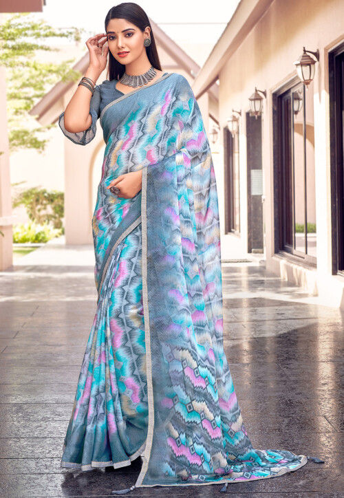 Multicolor Bandhani Printed Chiffon Saree