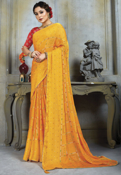 Buy Yellow Sarees for Women by Nyrika Online | Ajio.com