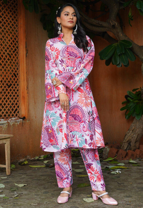 Digital Printed Cotton Co Ord Set in Multicolor