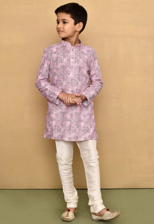 Digital Printed Cotton Kurta in Pink