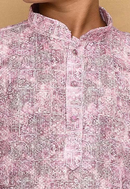 Digital Printed Cotton Kurta in Pink