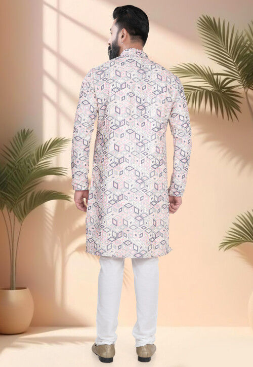 Digital Printed Cotton Kurta Set in Multicolor
