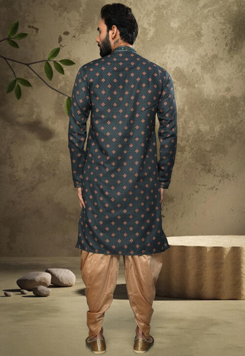 Digital Printed Cotton Kurta in Green