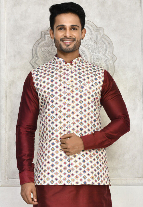 Buy online White Kurta Pyjama Set With Purple Solid Nehru Jacket from  Clothing for Men by Hangup for ₹1799 at 78% off | 2024 Limeroad.com