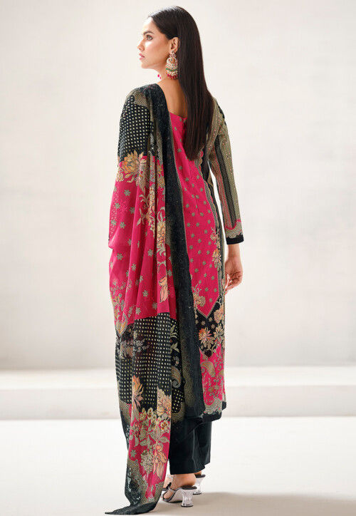 Digital Printed Cotton Pakistani Suit in Pink
