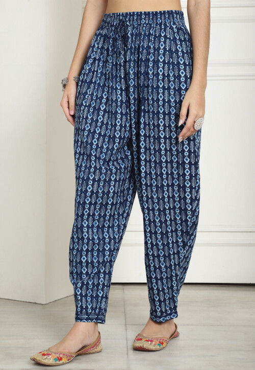 Digital Printed Cotton Salwar in Blue