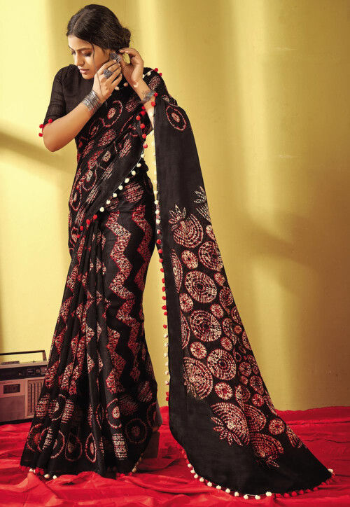 Black Chanderi Cotton Saree - Luxury Shukra-sgquangbinhtourist.com.vn
