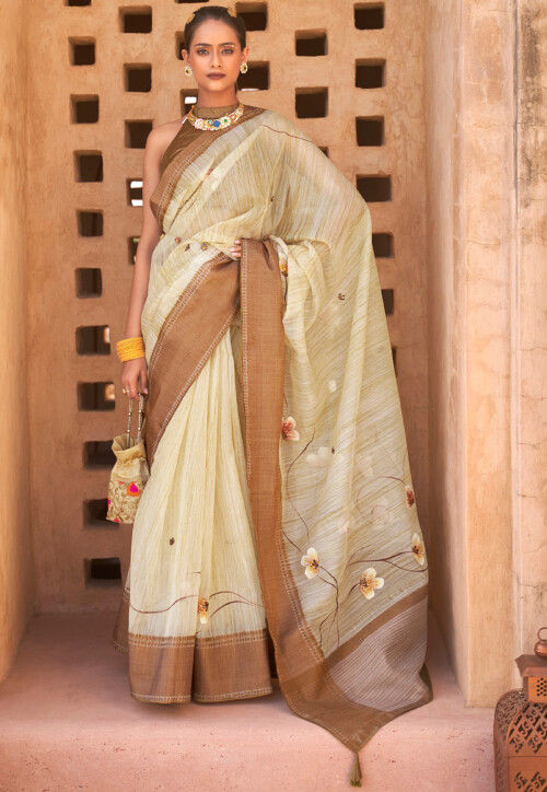 Yellow cotton saree for wedding cheap