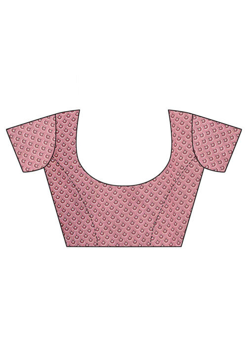 Digital Printed Cotton Slub Saree in Dusty Pink