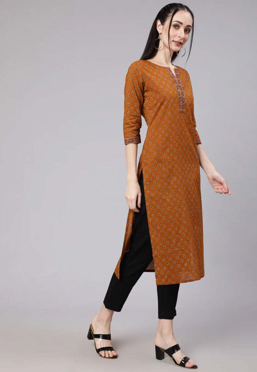 Anarkali Kurta Set Rust & Golden Bandhani Printed A-line Kurta With  Trousers Kurti Sets for Women Indian Salwar Kameez Set - Etsy