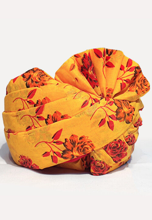 Digital Printed Cotton Unisex Turban in Mustard